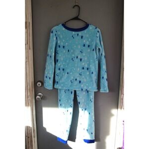 Land's End Kids Christmas Winter Pajamas EUC 14 XL Blue Pine Trees Snow AOP